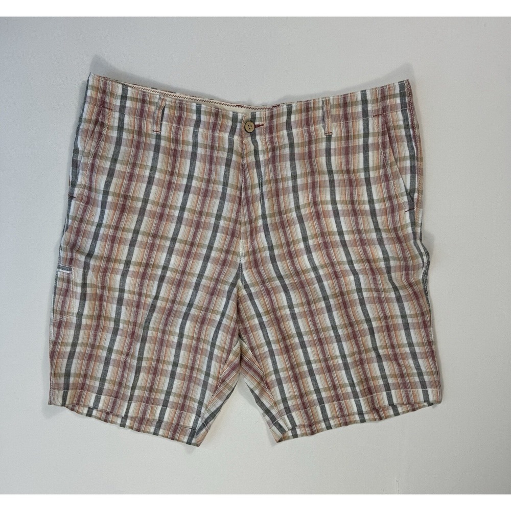 Tommy Bahama Men’s 40 (42x10) 100% Linen Shorts Plaid Beach Lightweight Preppy